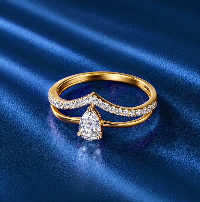 Pear Cut Split Shank Chevron Ring