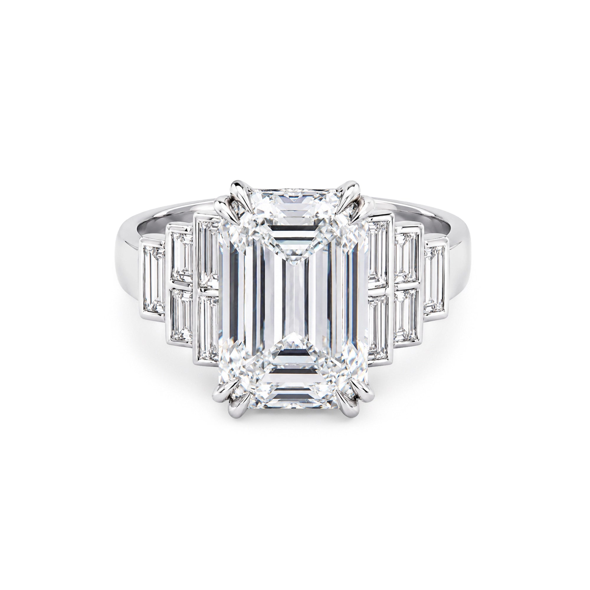 Emerald Cut Graduated Baguette Step Ring