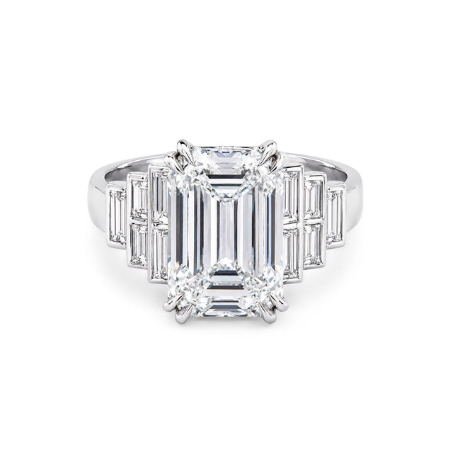 Emerald Cut Graduated Baguette Step Ring