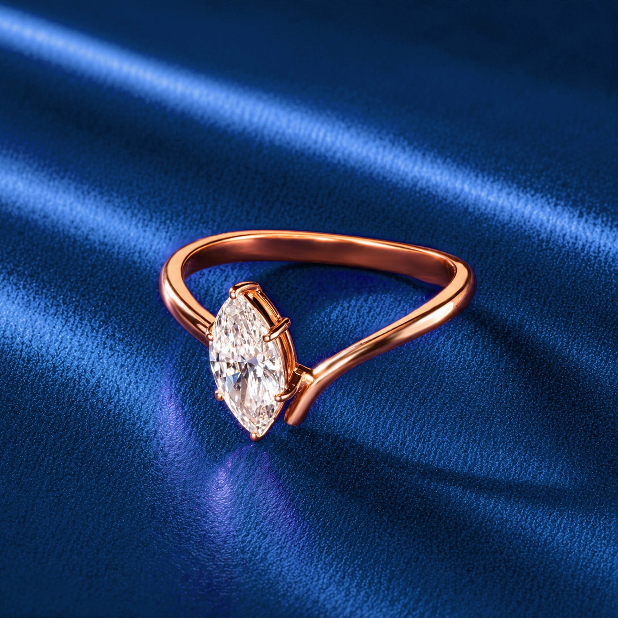 Pear Cut Chevron Double Band Ring