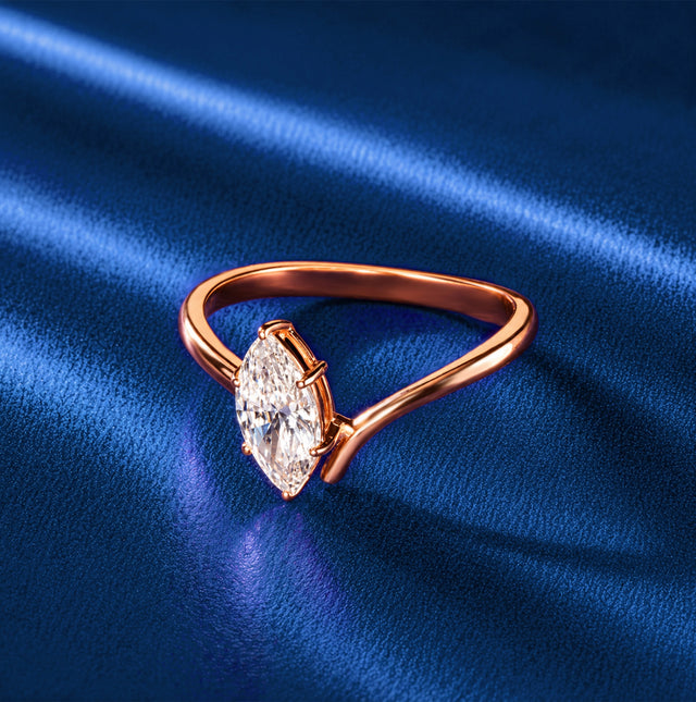 Pear Cut Chevron Double Band Ring