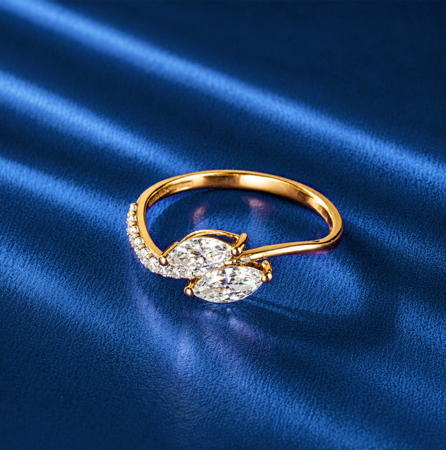 Marquise Cut Two-Stone Bypass Ring