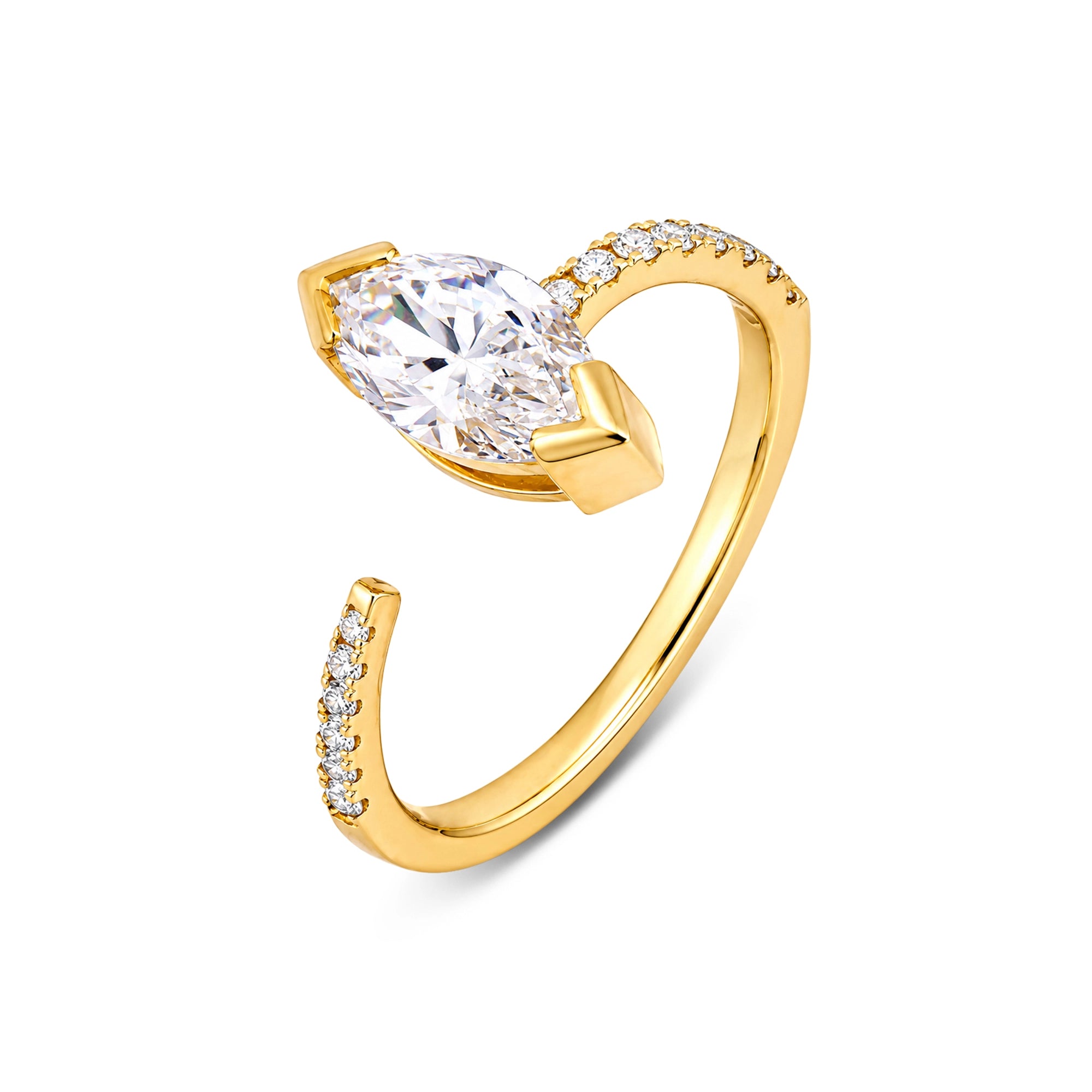 Marquise Cut East-West Bezel Open Ring