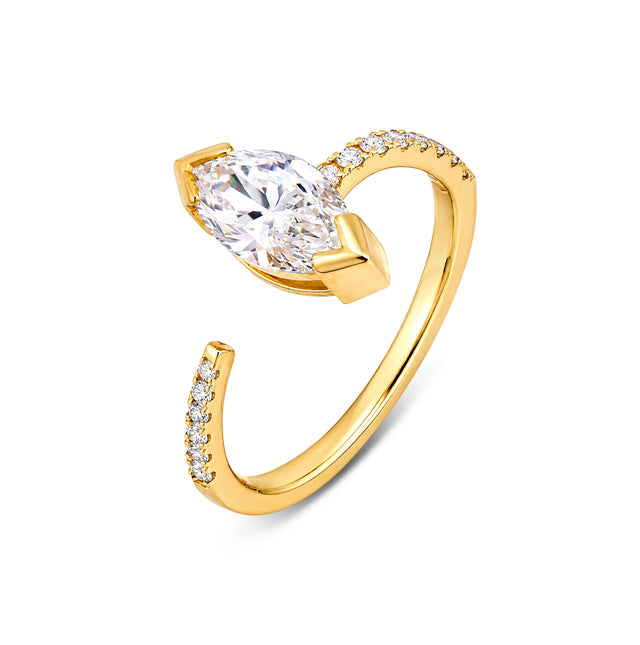 Marquise Cut East-West Bezel Open Ring