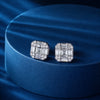 Baguette Mosaic Square Halo Stud Earrings