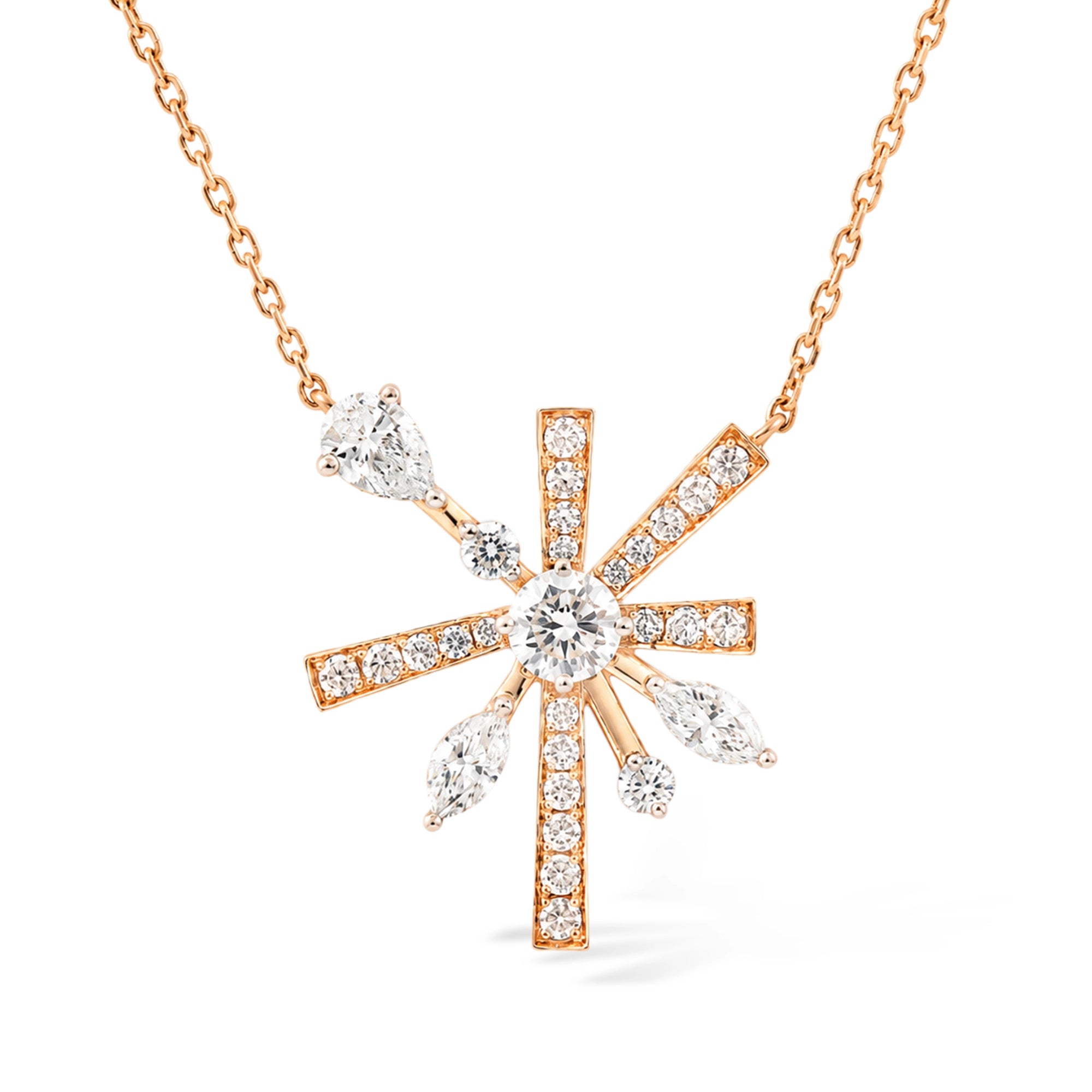 Mixed Cut Starburst Pendant Necklace