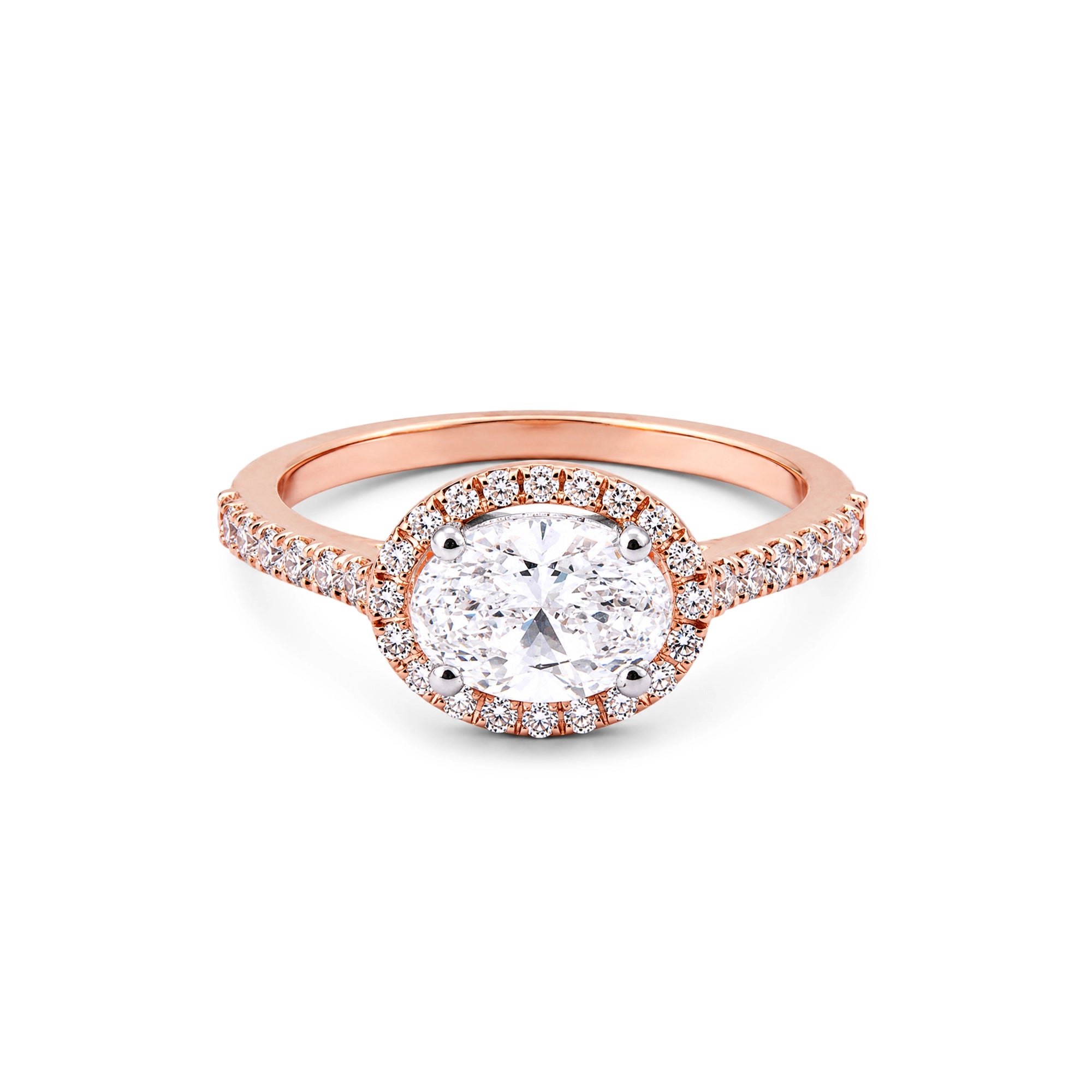 Oval Cut Halo Pavé Milgrain Ring