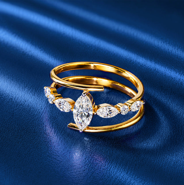 Marquise Cut Multi-Stone Double Wrap Ring