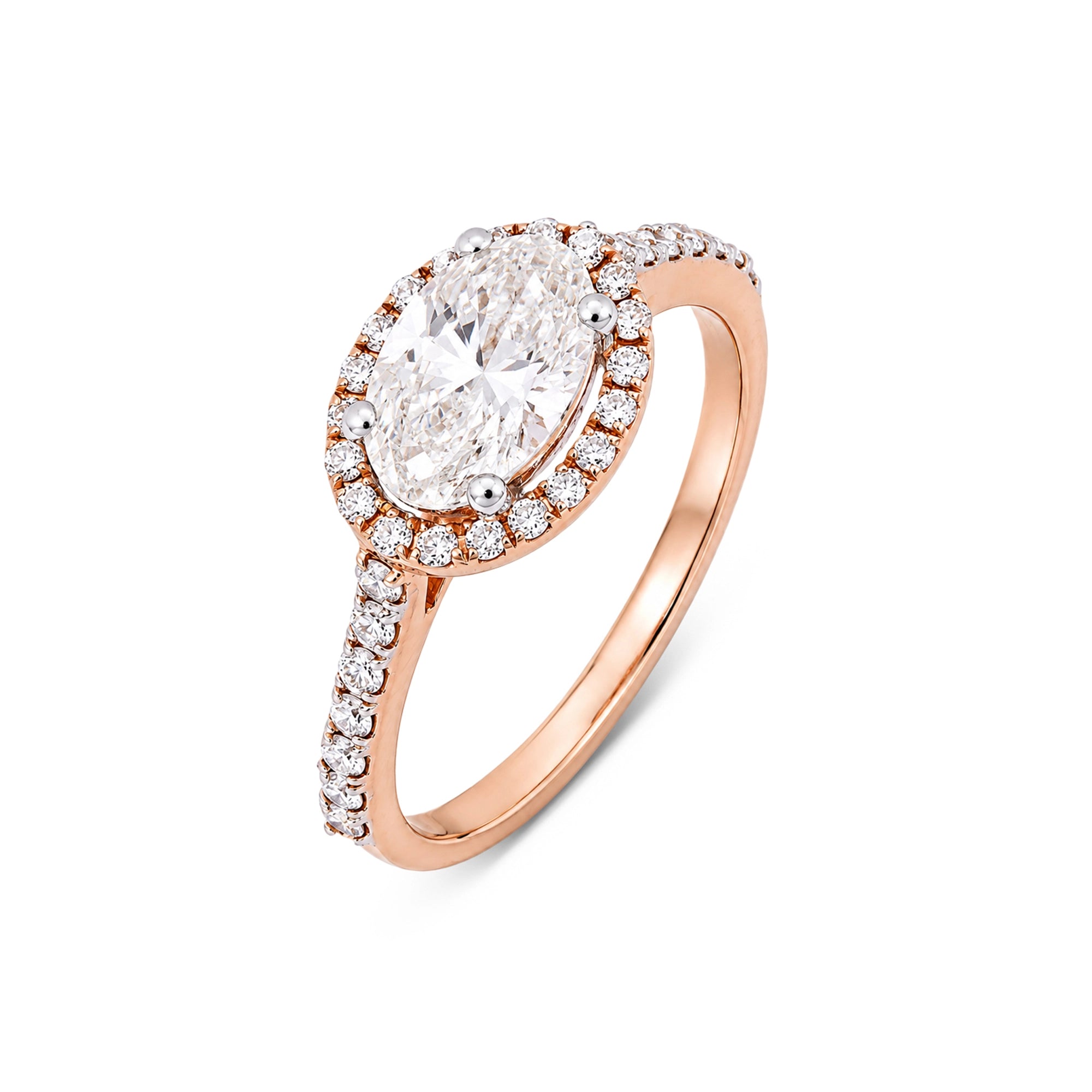 Oval Cut Halo Pavé Milgrain Ring