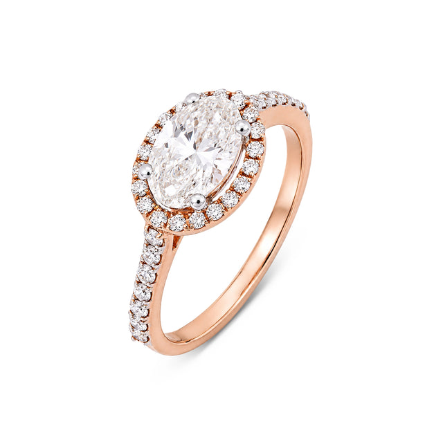 Oval Cut Halo Pavé Milgrain Ring