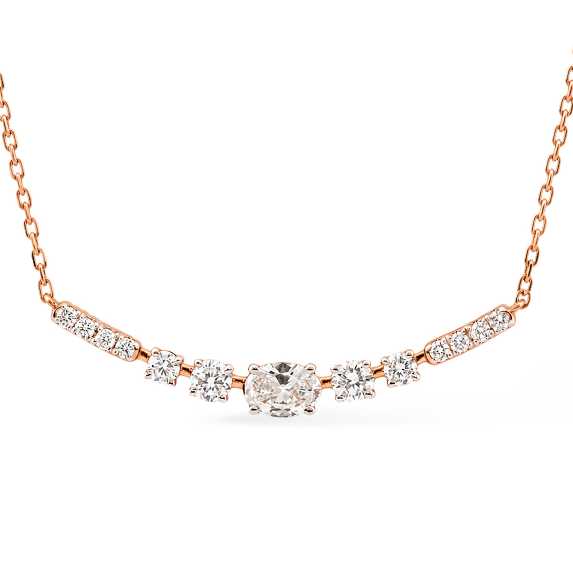 Oval Cut Graduated Bar Necklace
