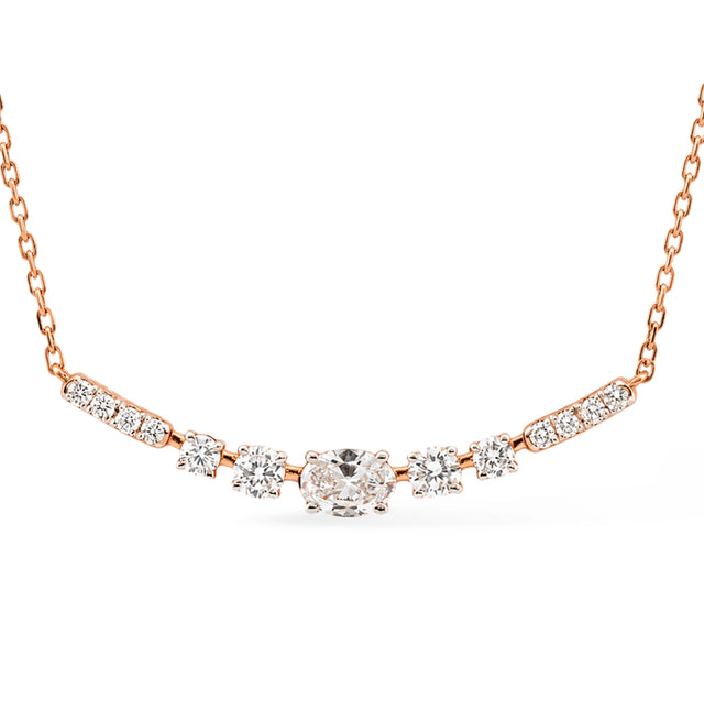 Oval Cut Graduated Bar Necklace