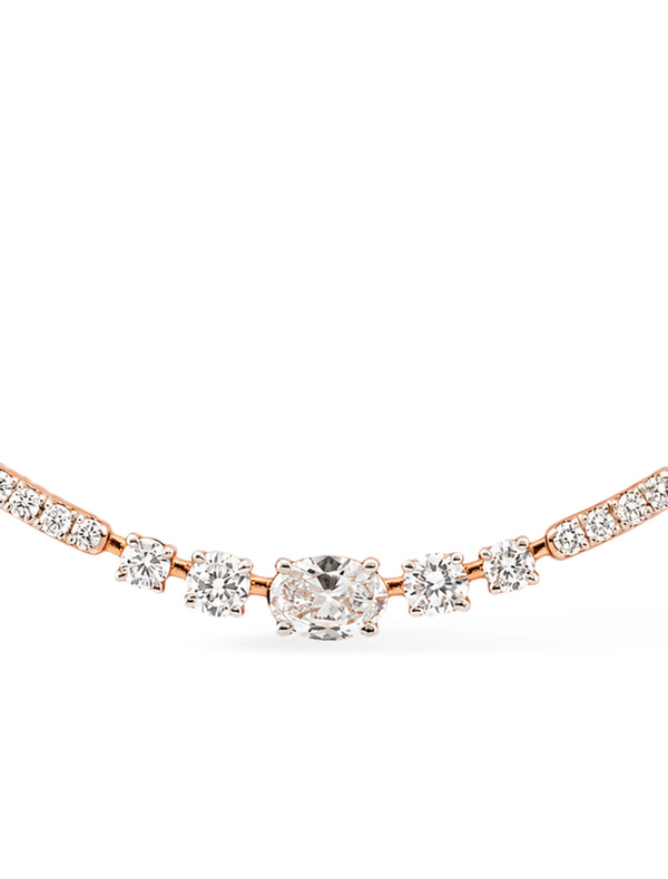 Oval Cut Graduated Bar Necklace