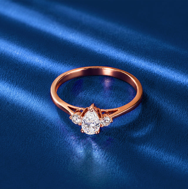 Pear Cut Three-Stone Split Shank Ring