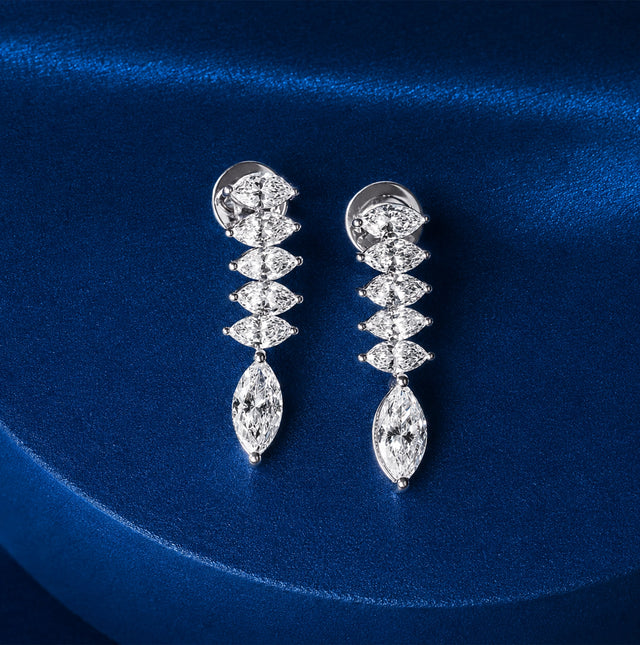 Graduated Marquise Line Drop Earrings