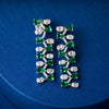 Emerald and Oval Diamond Lattice Drop Earrings
