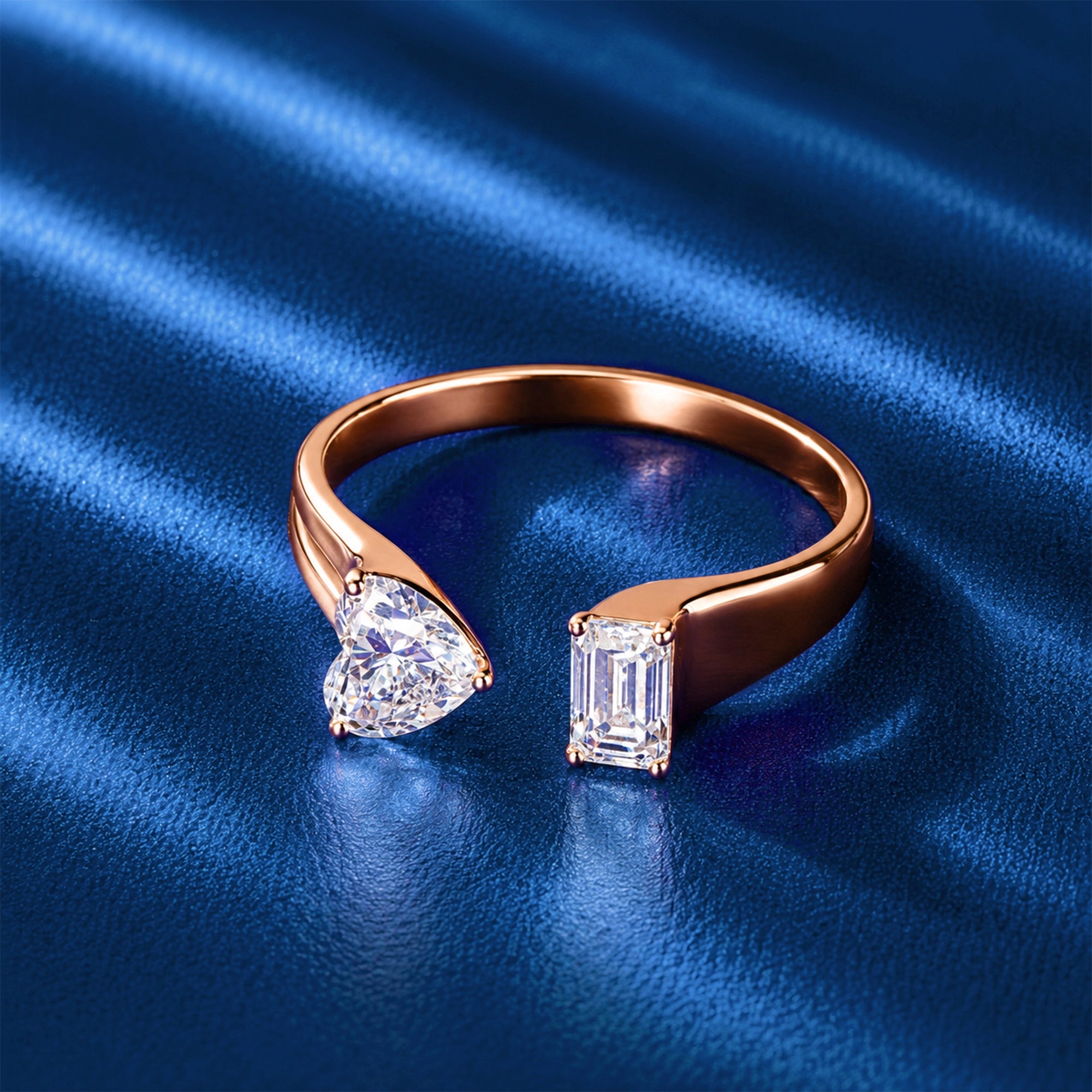 Pear & Emerald Cut Toi et Moi Open Ring