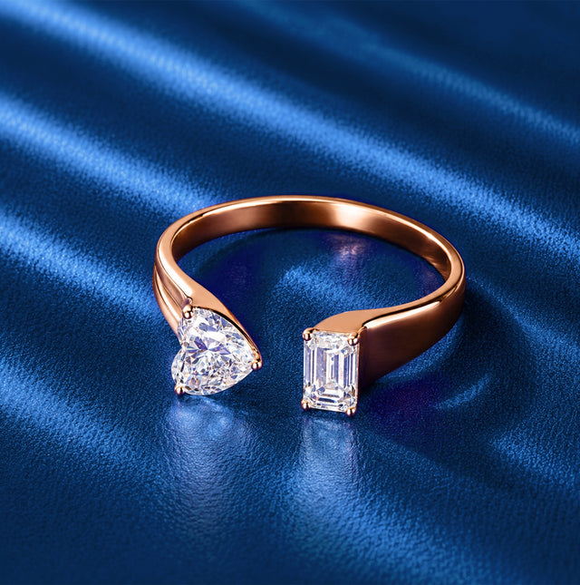 Pear & Emerald Cut Toi et Moi Open Ring
