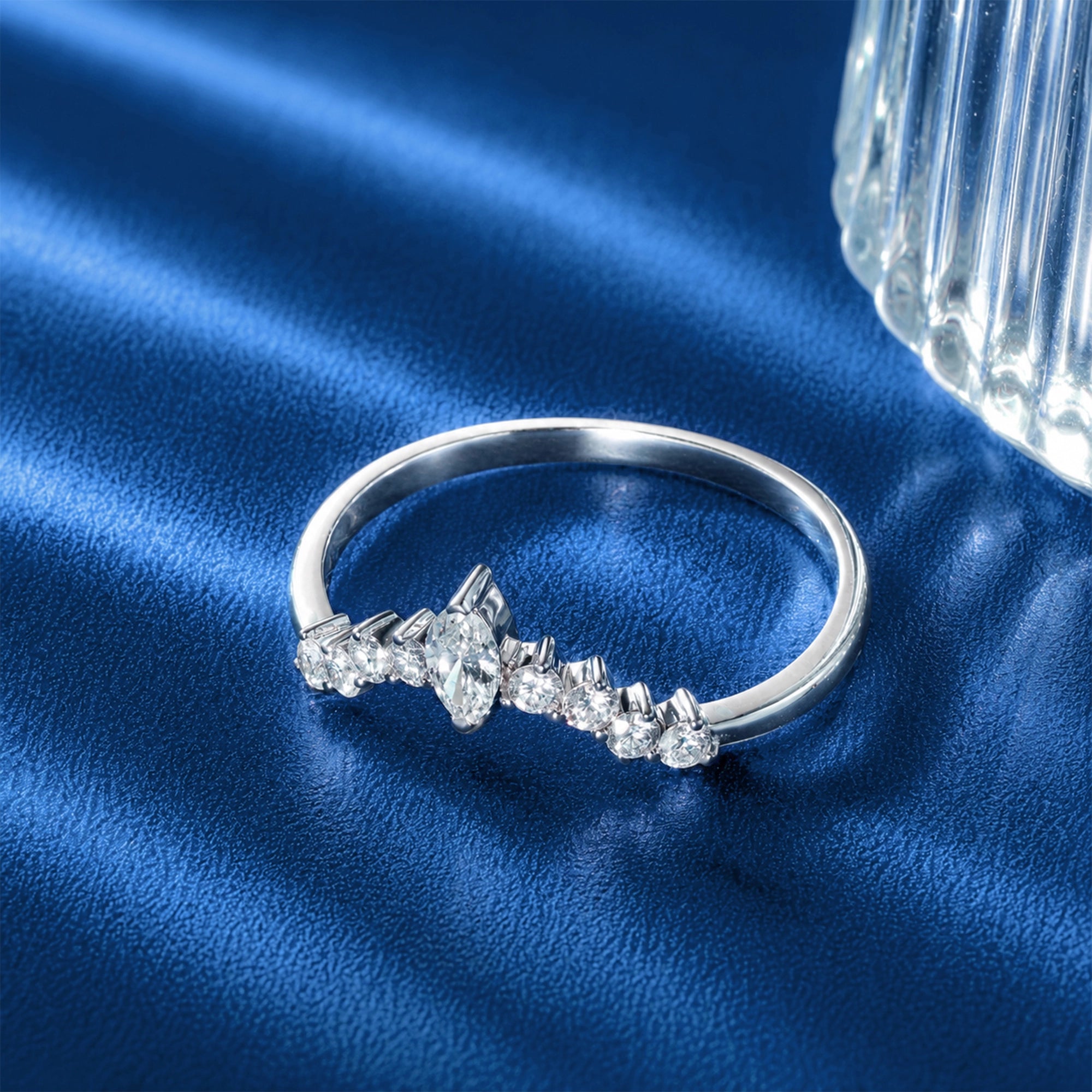Marquise Cut Curved Crown Band Ring