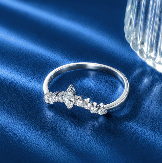 Marquise Cut Curved Crown Band Ring