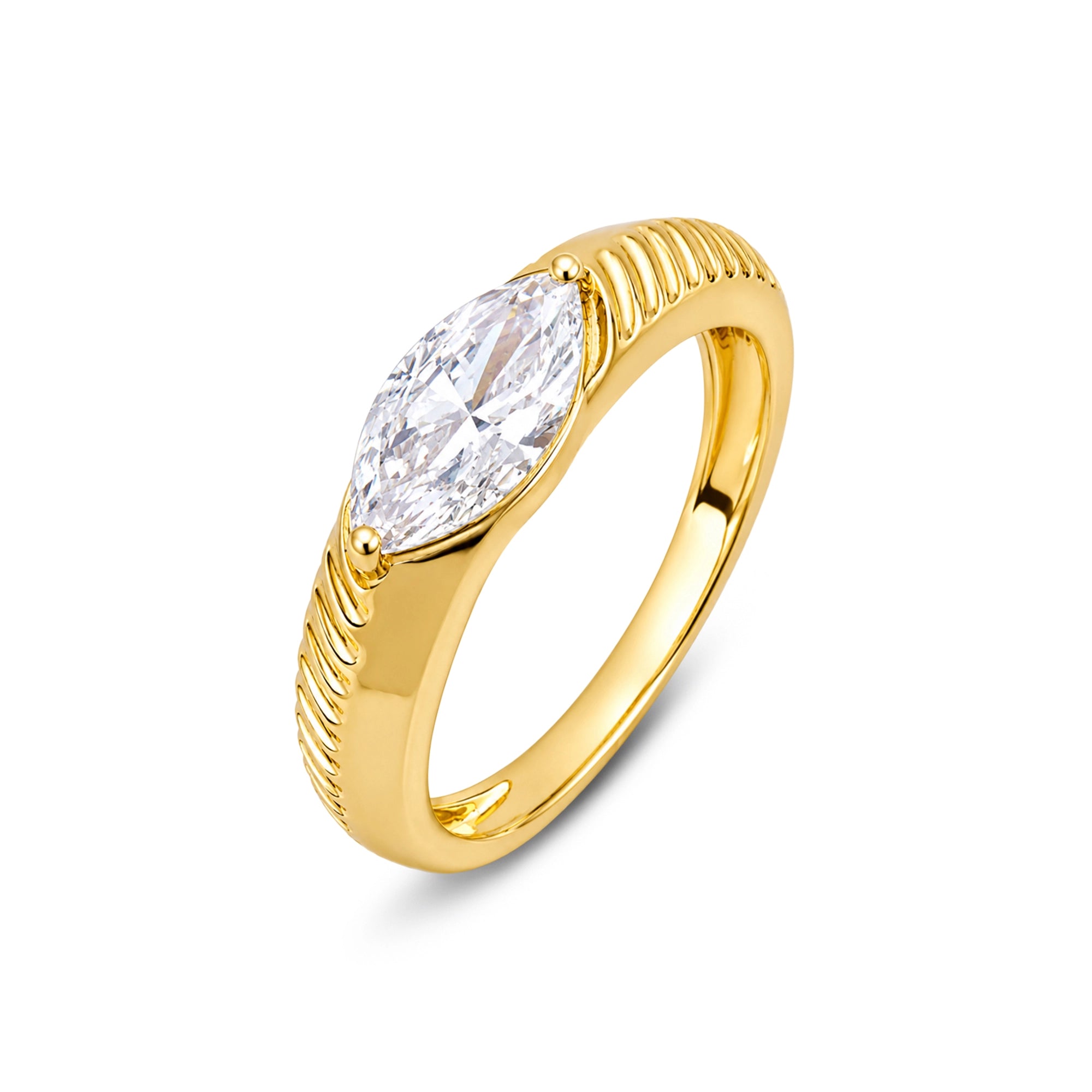 Marquise Cut East-West Flush Set Rope Band Ring