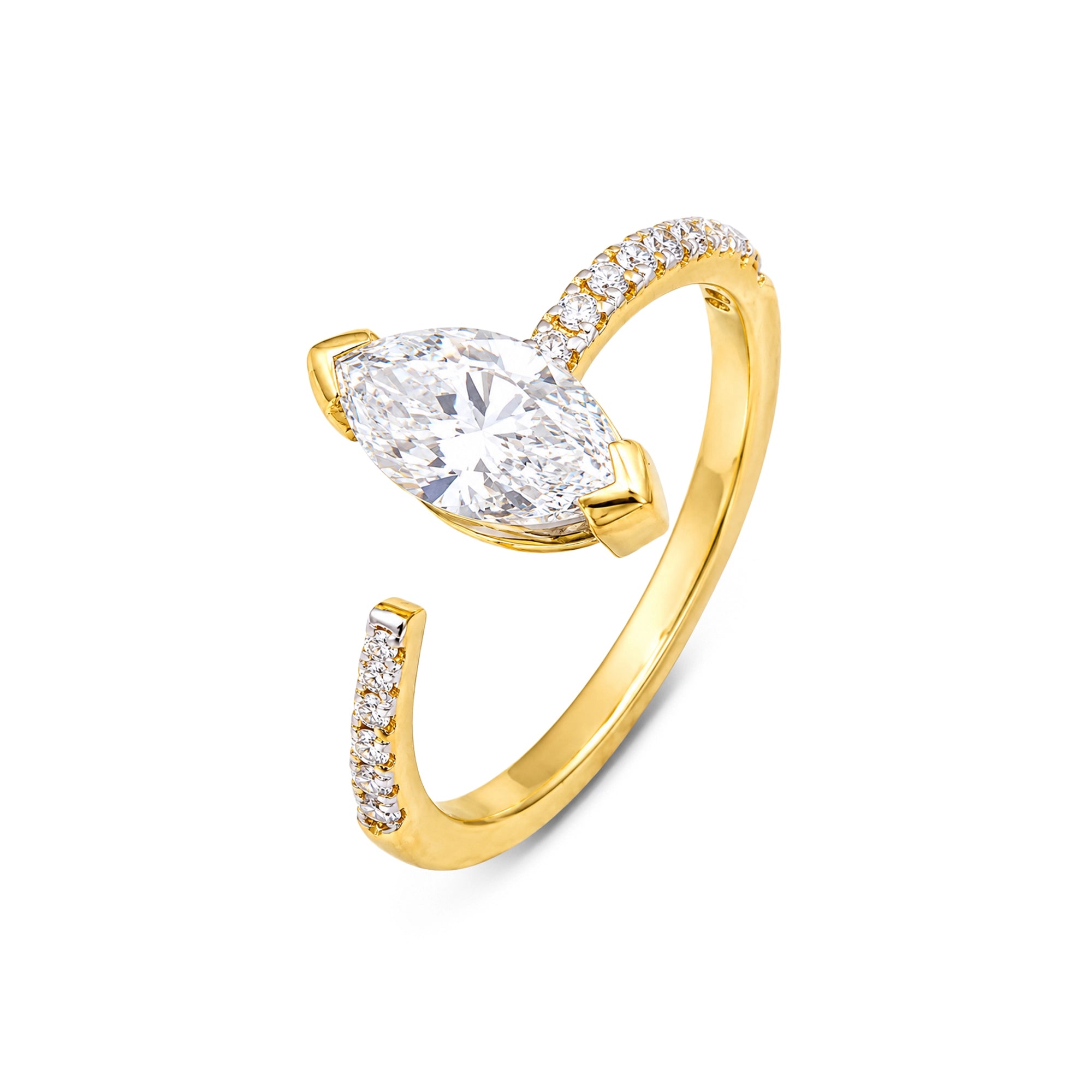 Marquise Cut East-West Bezel Open Pavé Ring