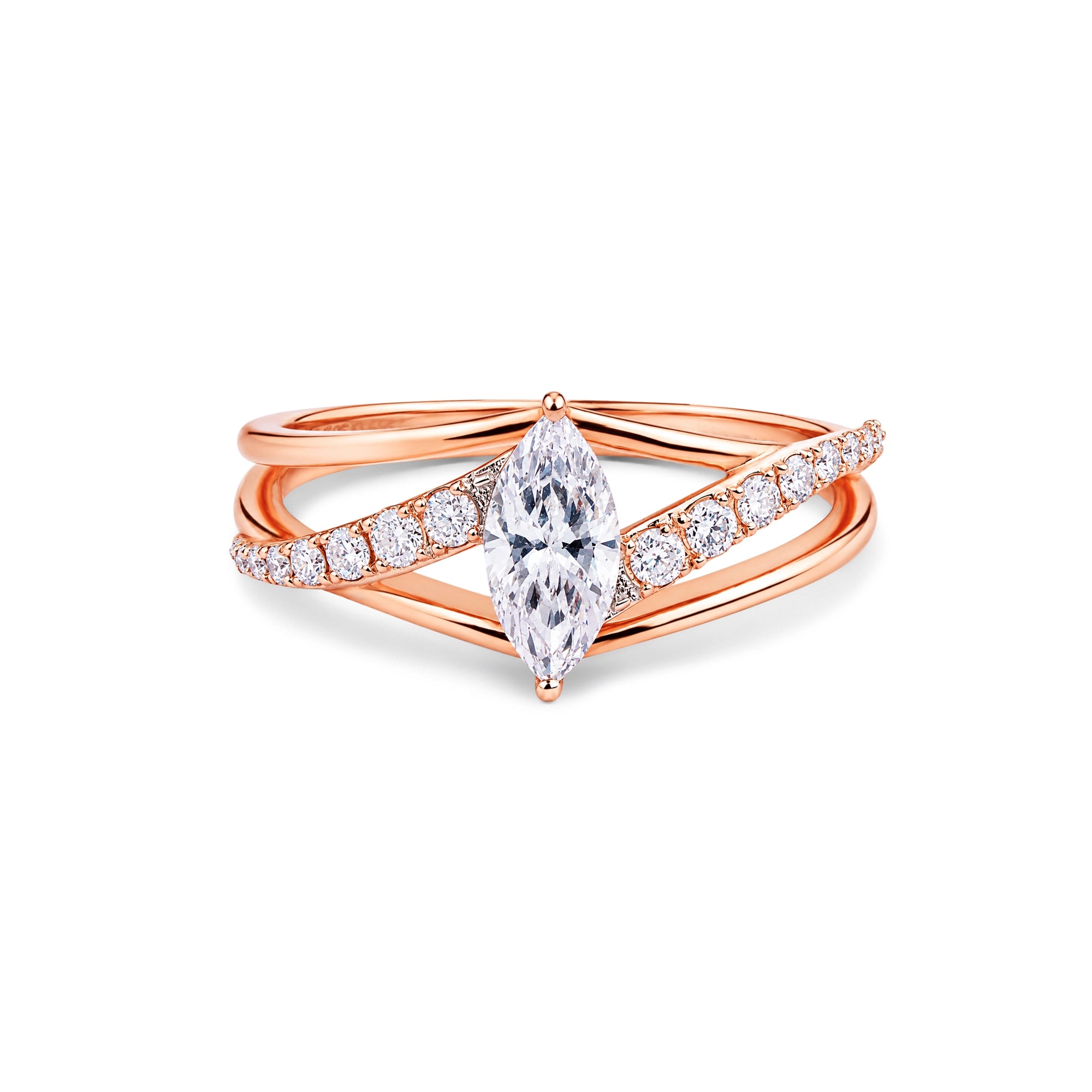 Marquise Cut Split Shank Pavé Ring