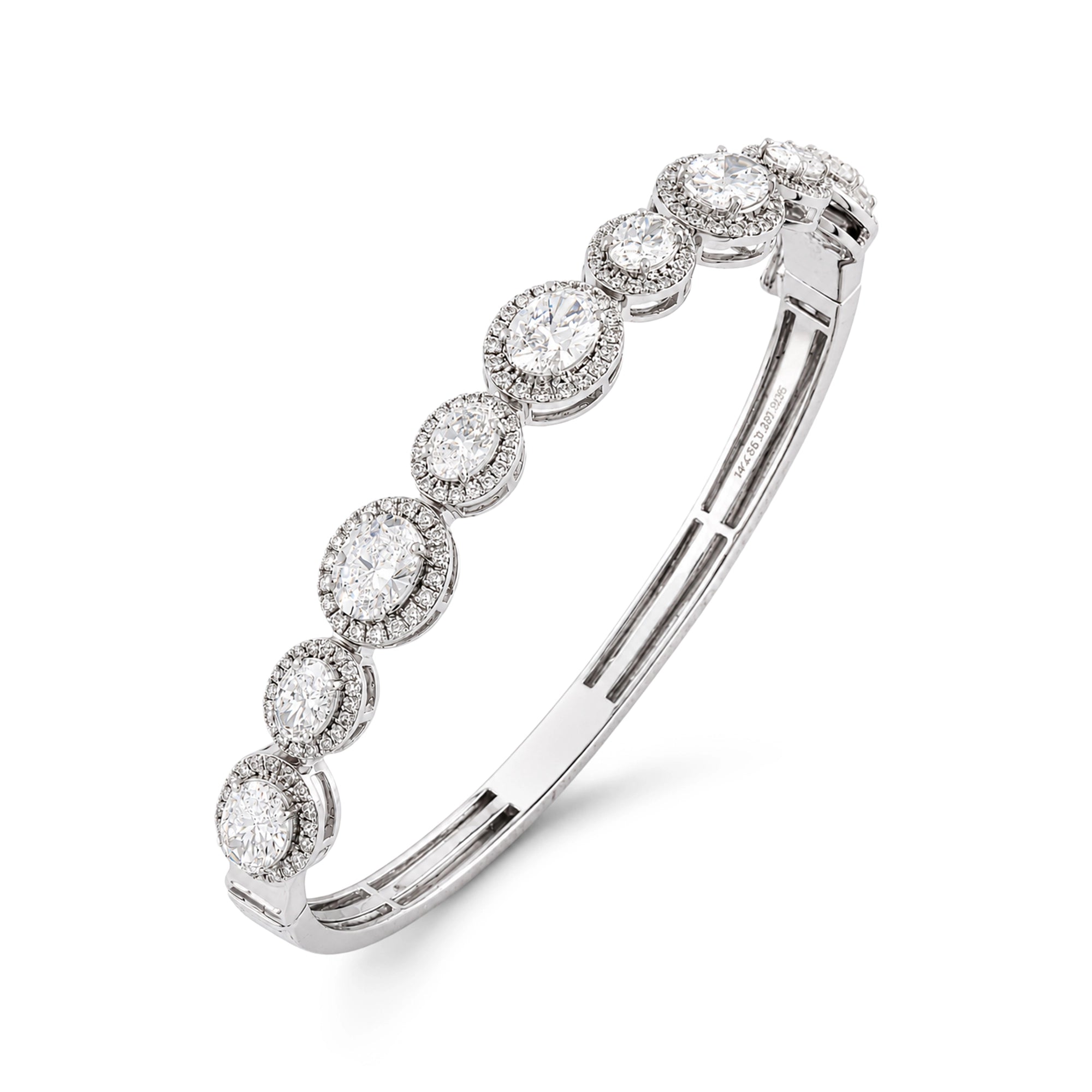 Oval Halo Diamond Bangle Bracelet