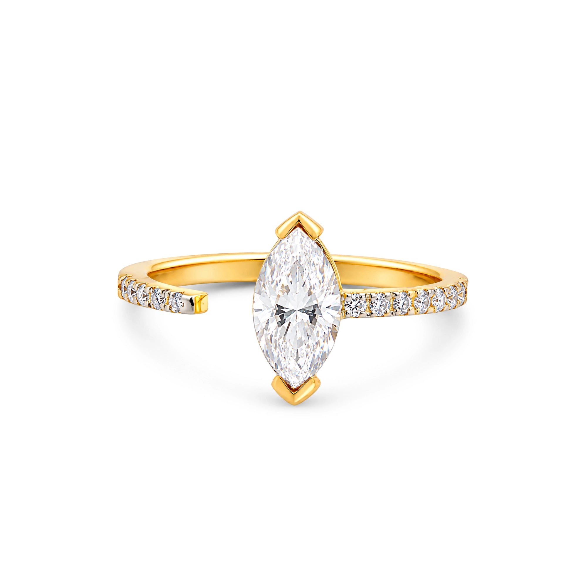 Marquise Cut East-West Bezel Open Pavé Ring