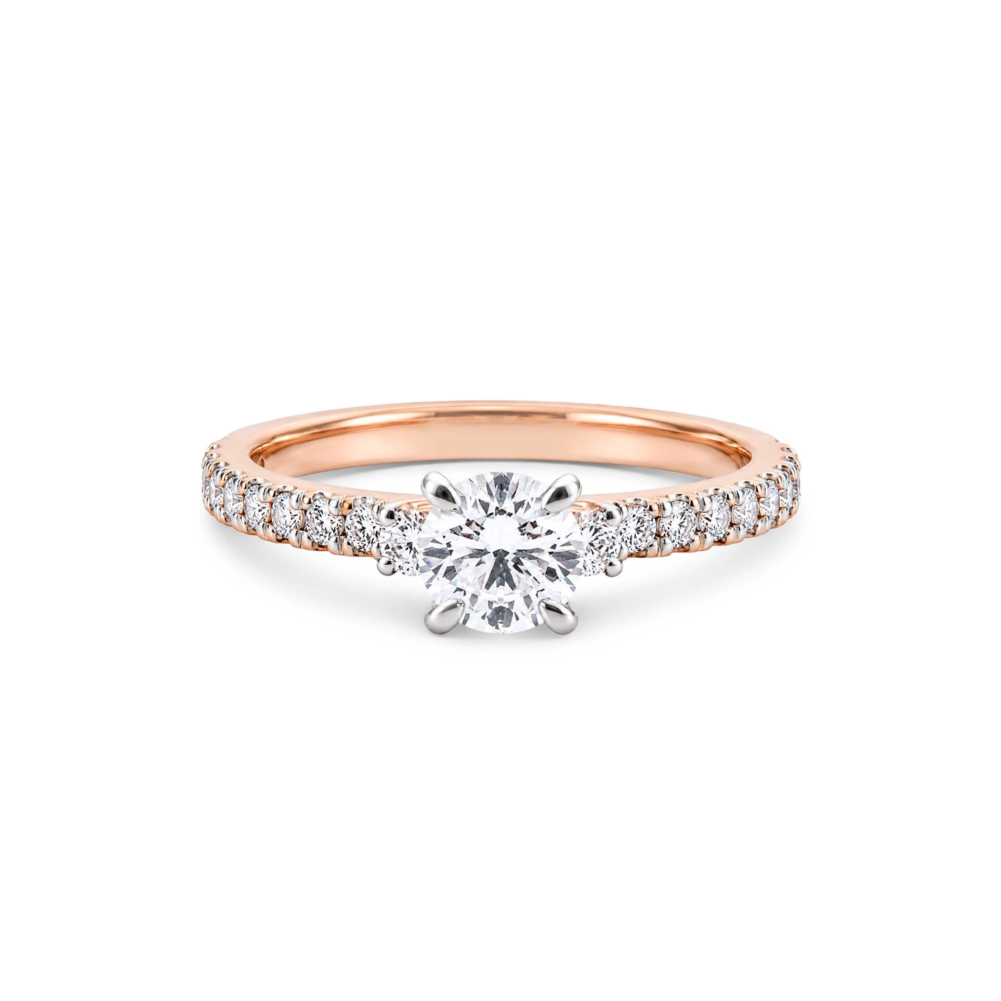 Round Brilliant Graduated Pavé Solitaire Ring