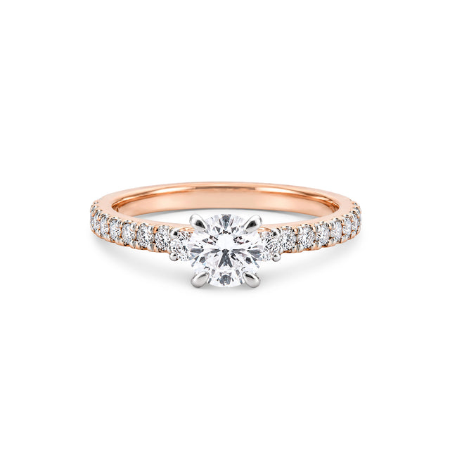 Round Brilliant Graduated Pavé Solitaire Ring