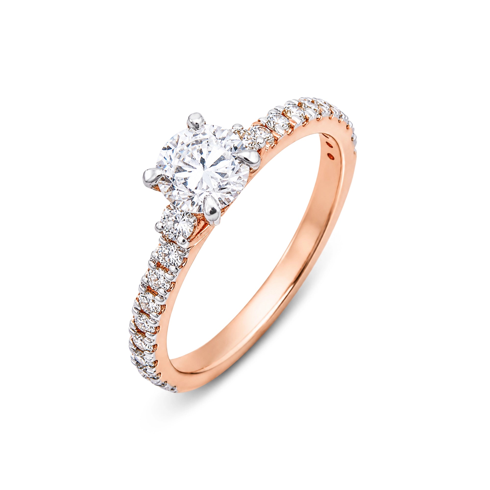 Round Brilliant Graduated Pavé Solitaire Ring