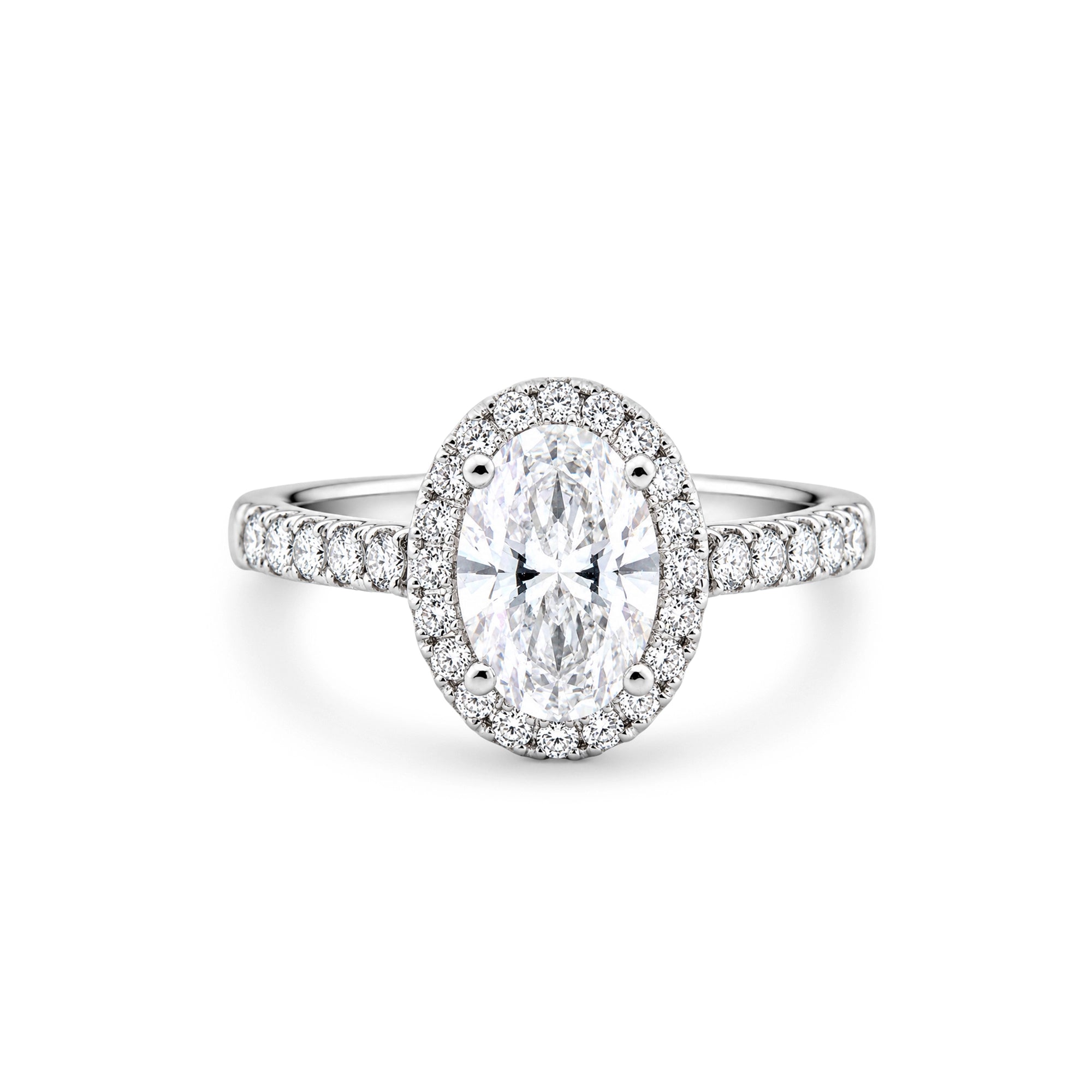 Oval Cut Halo Pavé Solitaire Ring