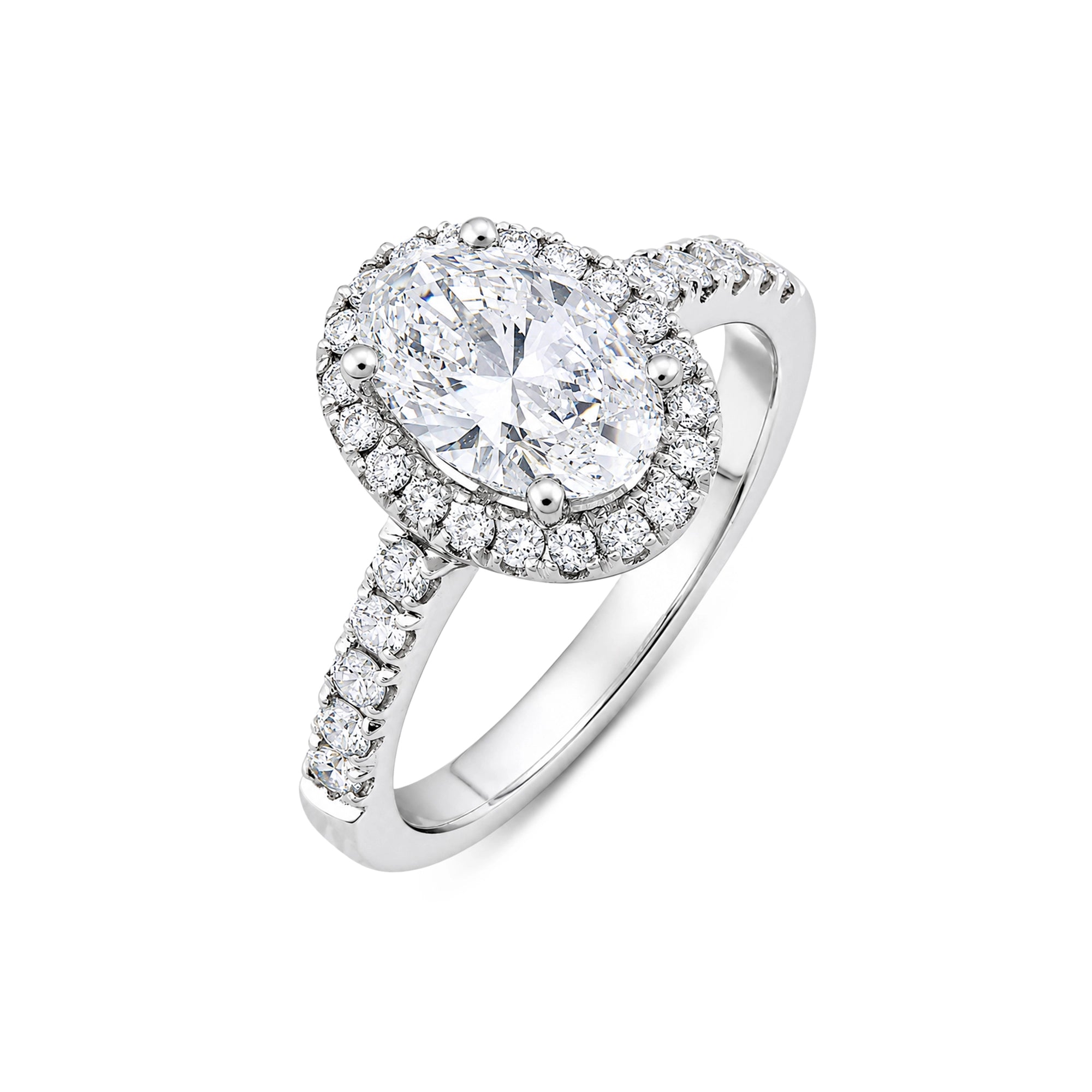 Oval Cut Halo Pavé Solitaire Ring