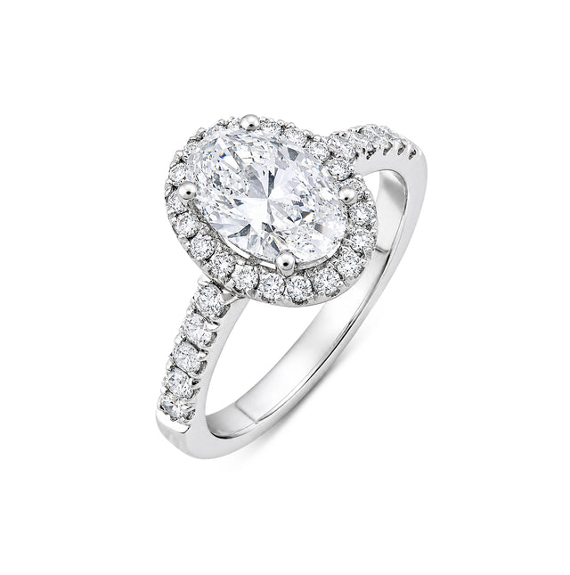 Oval Cut Halo Pavé Solitaire Ring