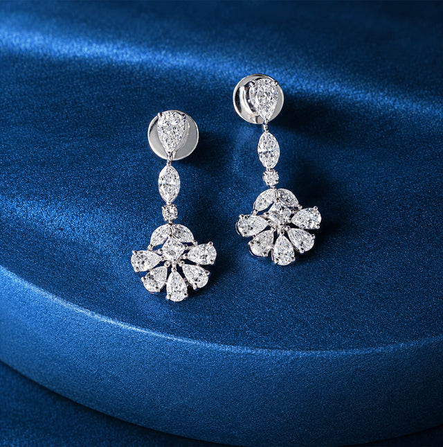 Pear Cluster Flower Drop Earrings