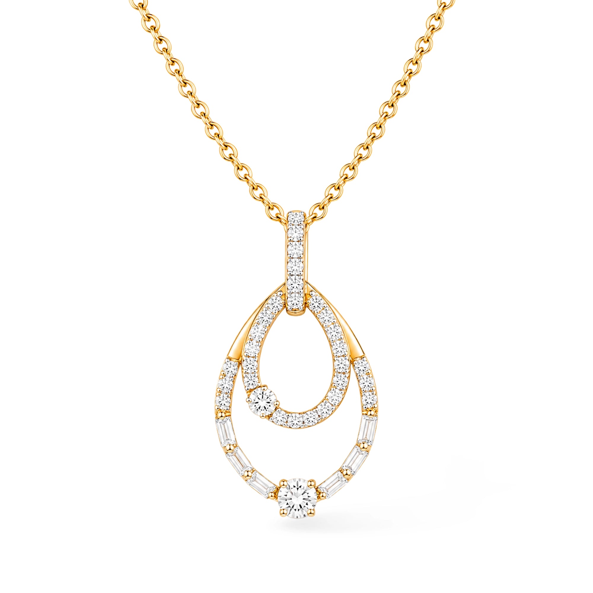 Round Cut Open Teardrop Loop Pendant Necklace