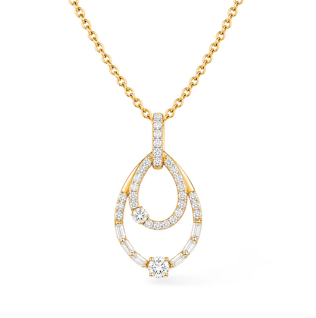 Round Cut Open Teardrop Loop Pendant Necklace