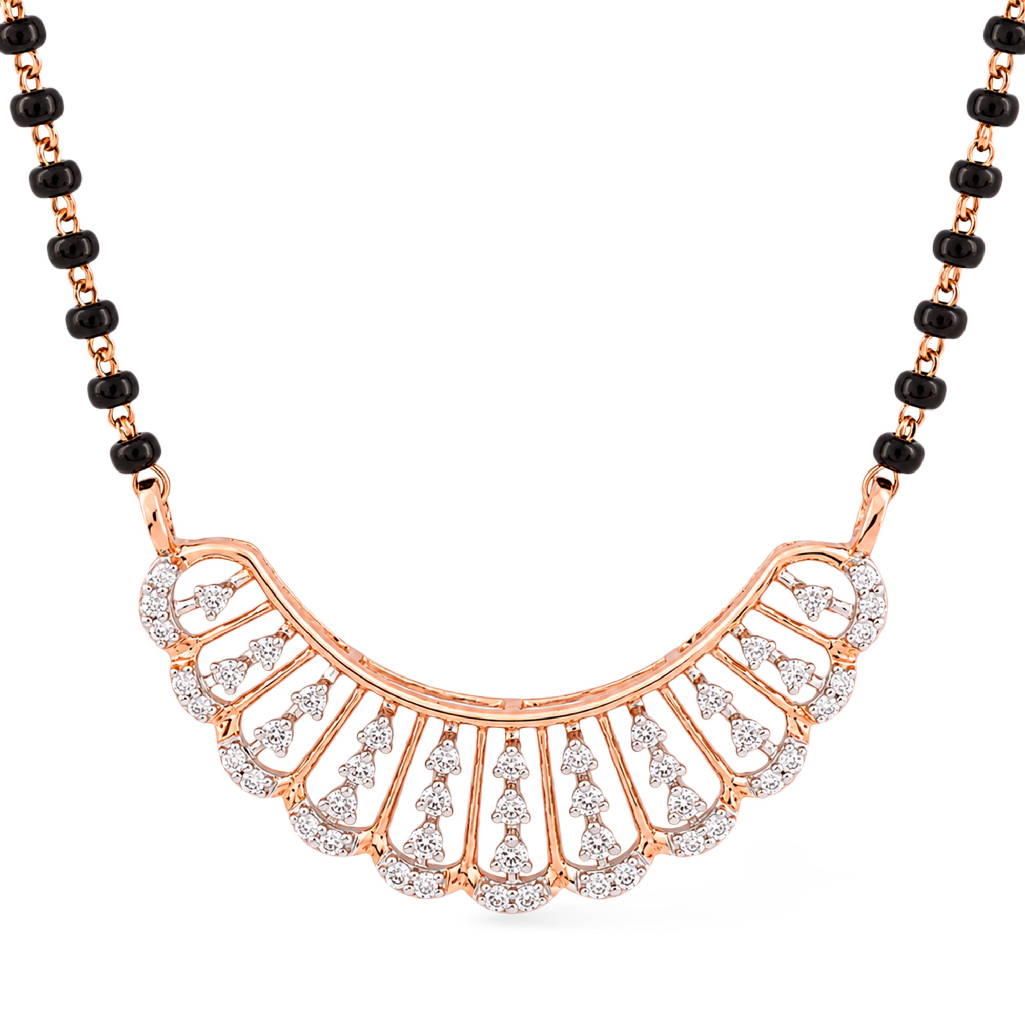 Round Cut Arc Diamond Mangalsutra