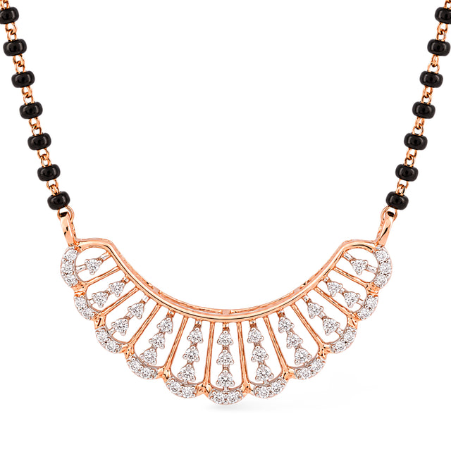 Round Cut Arc Diamond Mangalsutra