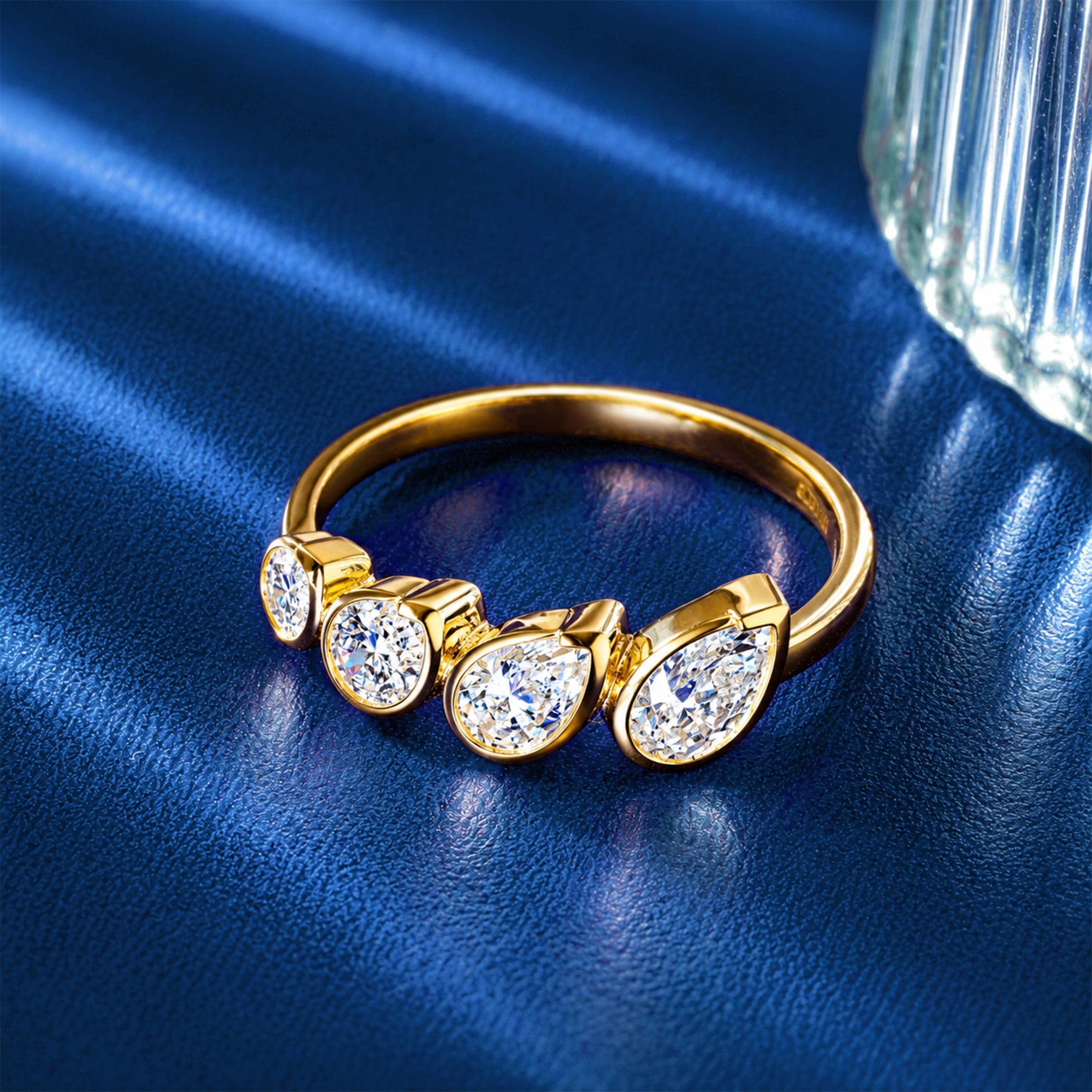 Pear Cut Five-Stone Bezel Band Ring