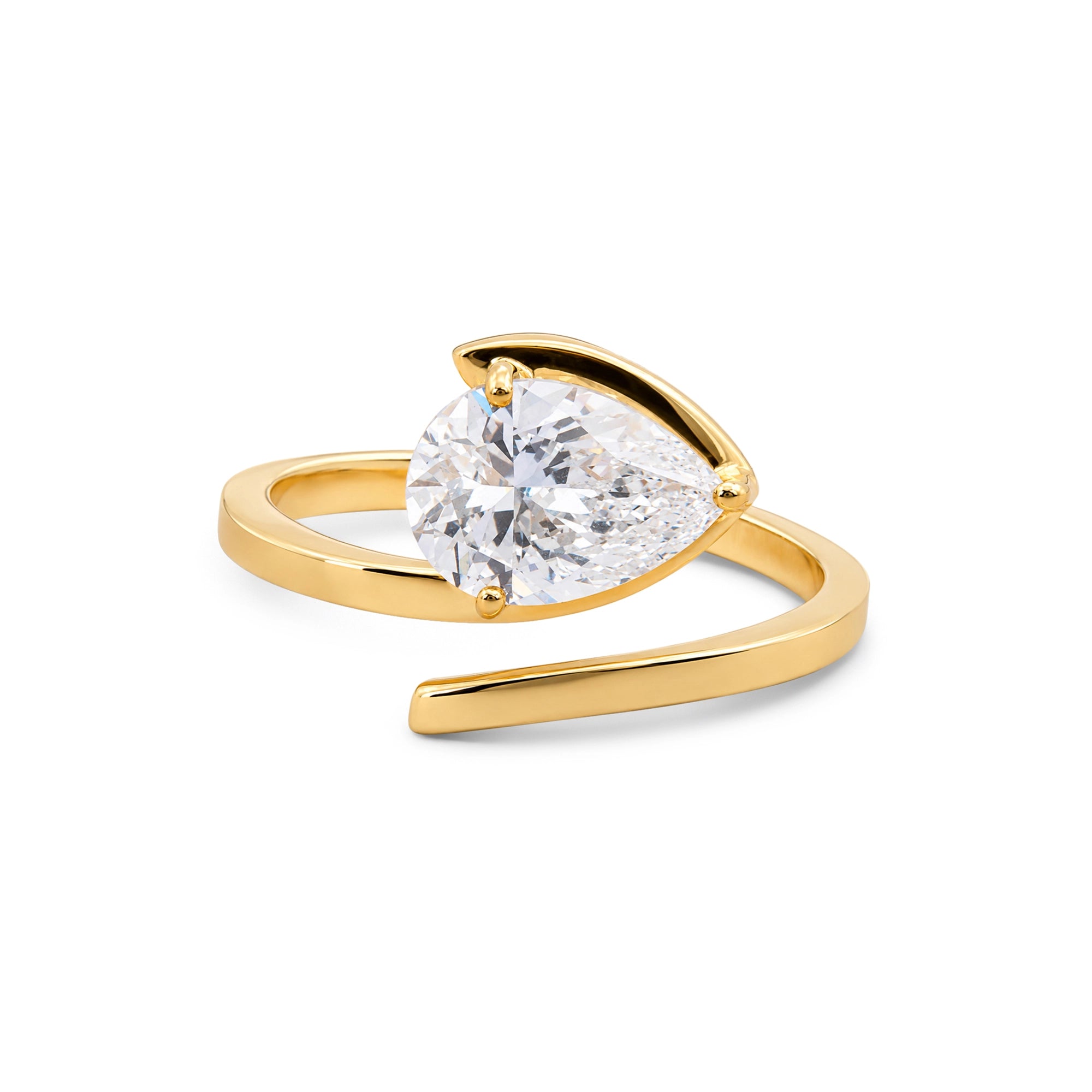Pear Cut Spiral Wrap Solitaire Ring
