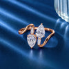 Dual Pear Cut Baguette Accent Bypass Ring