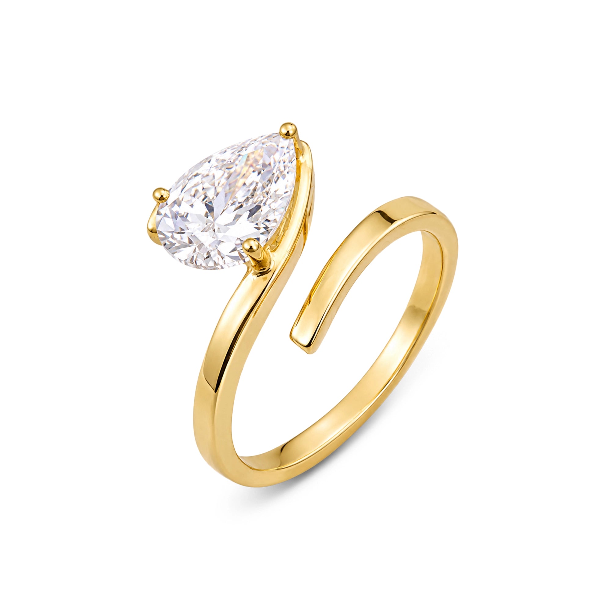 Pear Cut Spiral Wrap Solitaire Ring