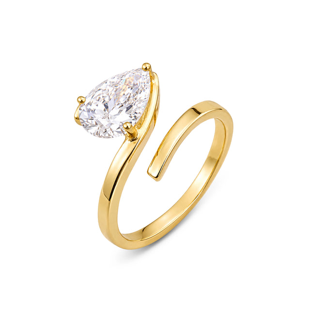 Pear Cut Spiral Wrap Solitaire Ring