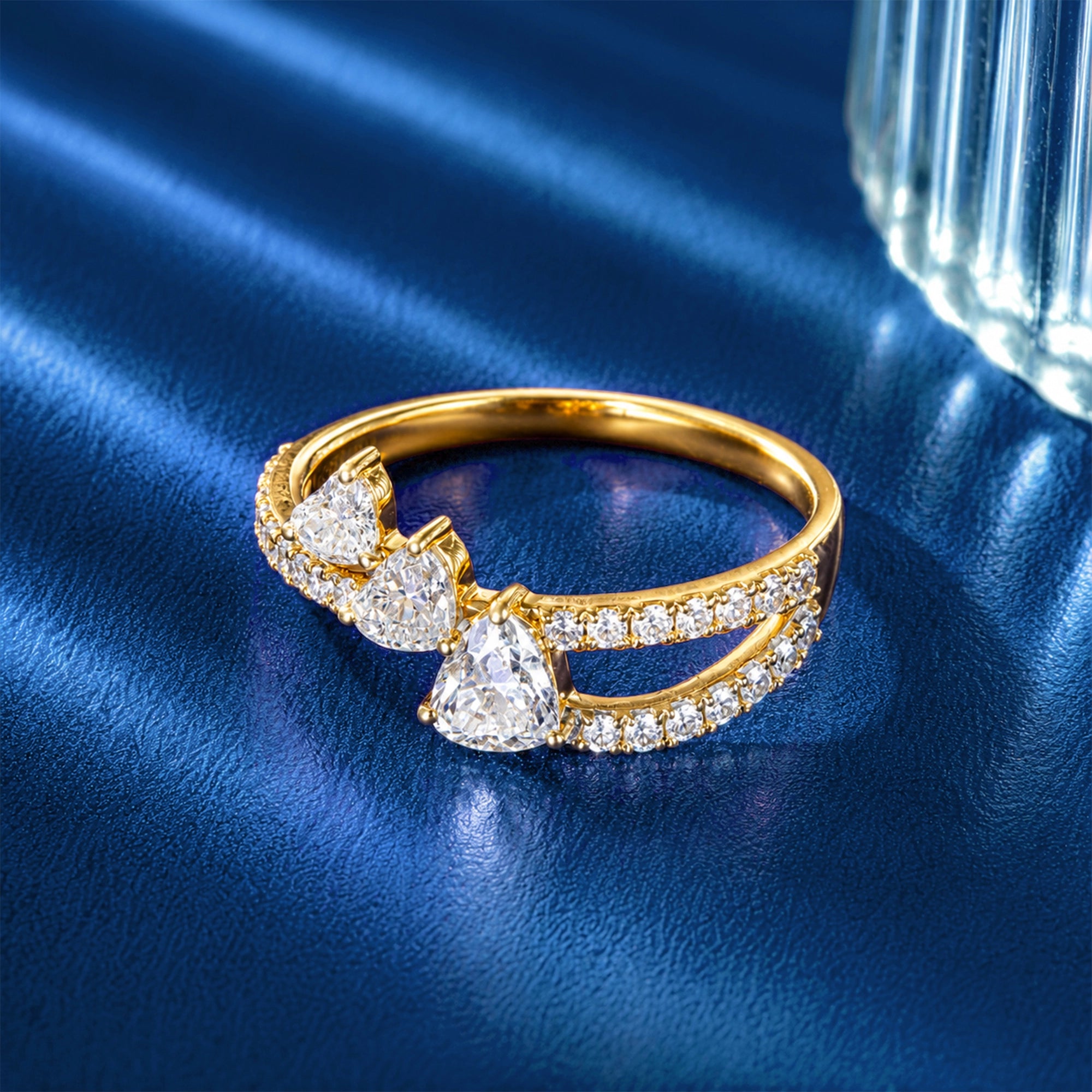 Trillion Cut Double Pavé Band Ring