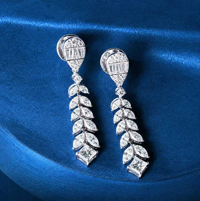 Marquise Leaf Spine Drop Earrings