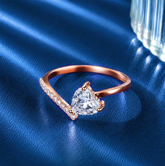 Heart Cut Chevron Pavé Bypass Ring