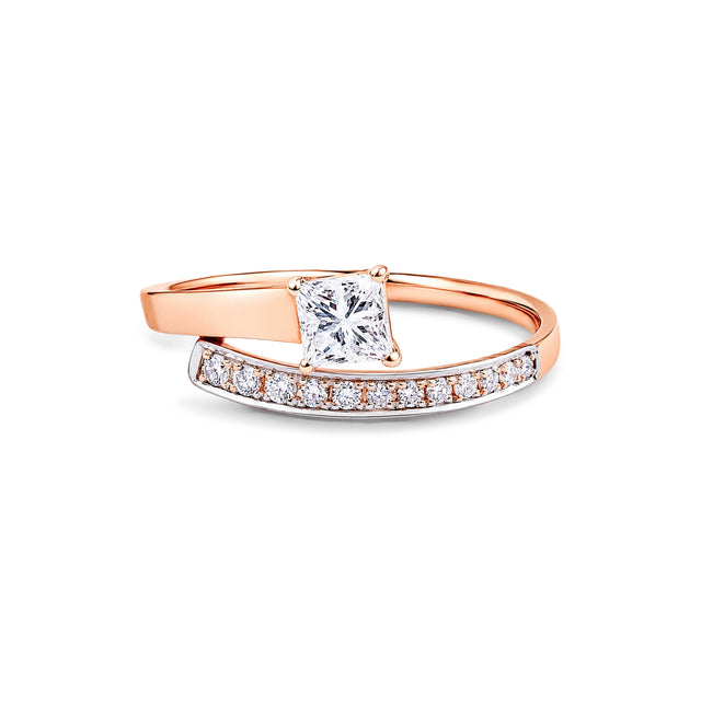 Princess Cut Bypass Pavé Accent Ring