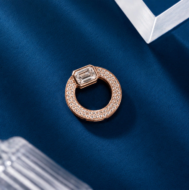 Emerald Cut Bezel Circle Pendant